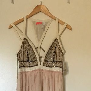 Long Free People Champagne and Gold maxi dress