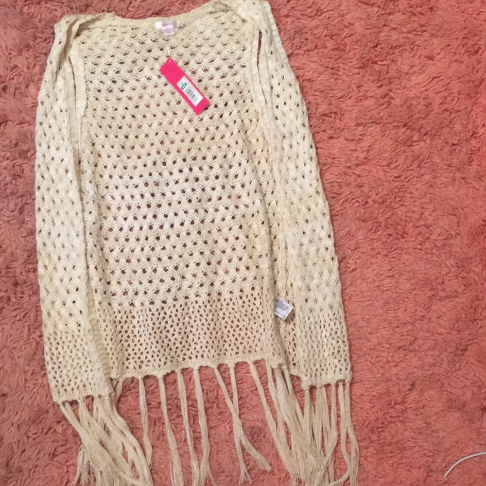 Fringe short sleeve cardigan