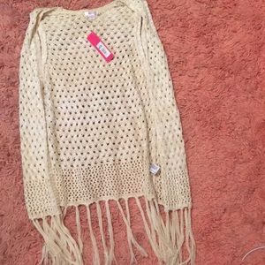 Fringe short sleeve cardigan