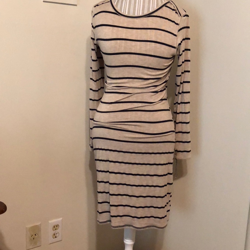 Bodycon style cream striped dress - comfy and cute