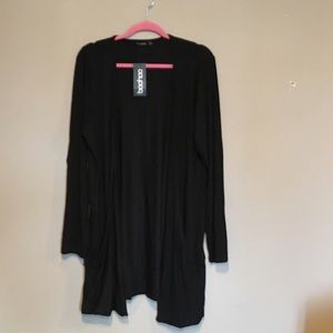 jersey pocket cardigan tunic plus size black