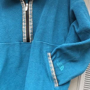 North Face, Teal embellished quarter zip pullover.