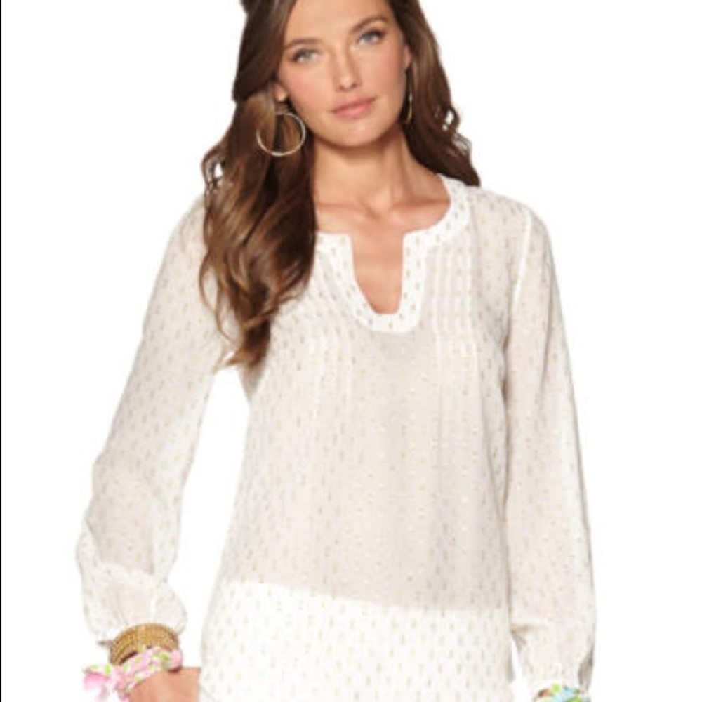 Lilly Pulitzer Colby top white and gold, medium