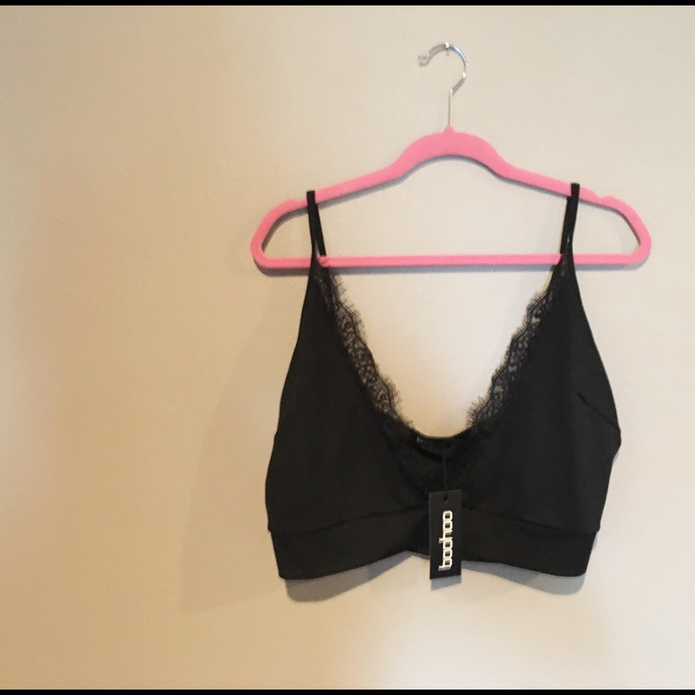 Plus size bralette crop top bra black lace