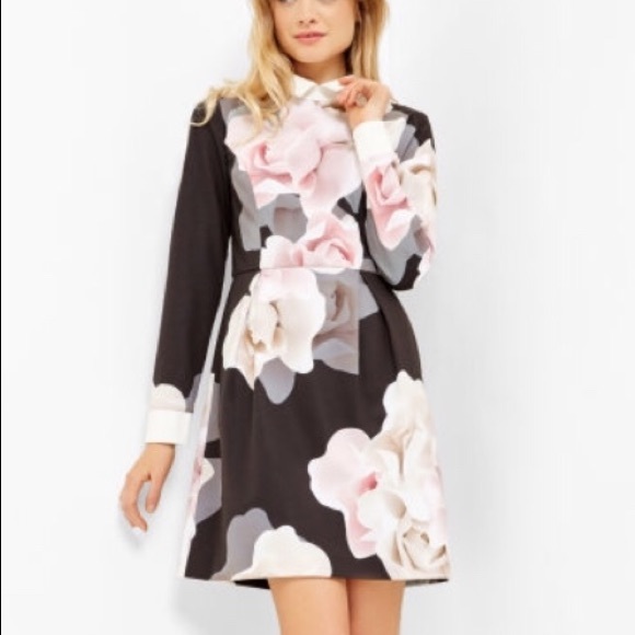 ted baker long sleeve black dress