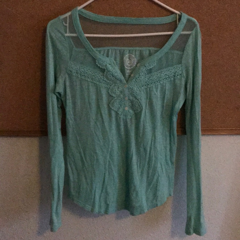 Long sleeve aqua shirt