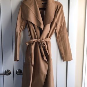 Simplee Camel Belted Lightweight Coat