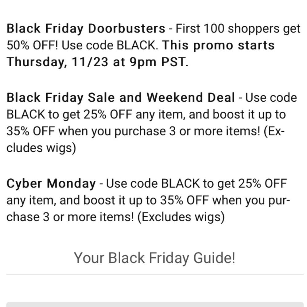 Black Friday sale on hair