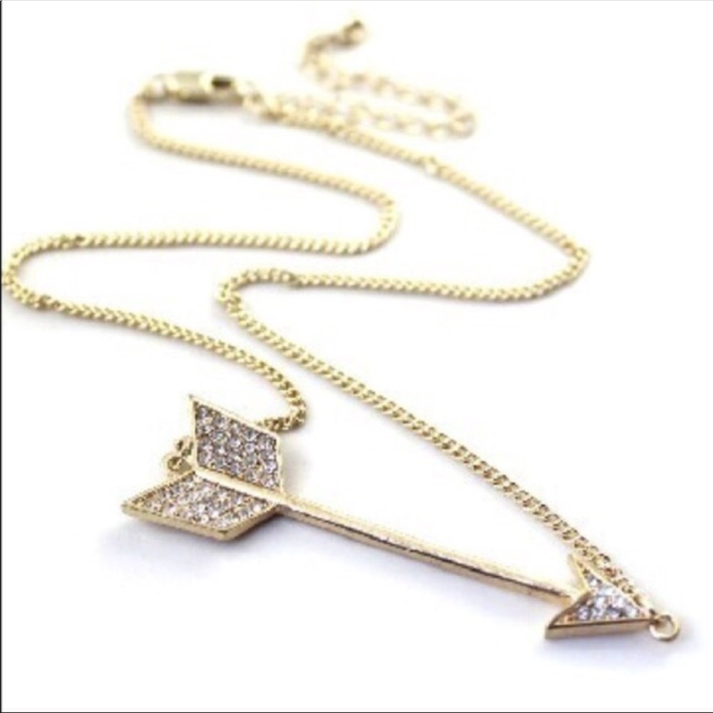 Pave Gold Tone Arrow Necklace
