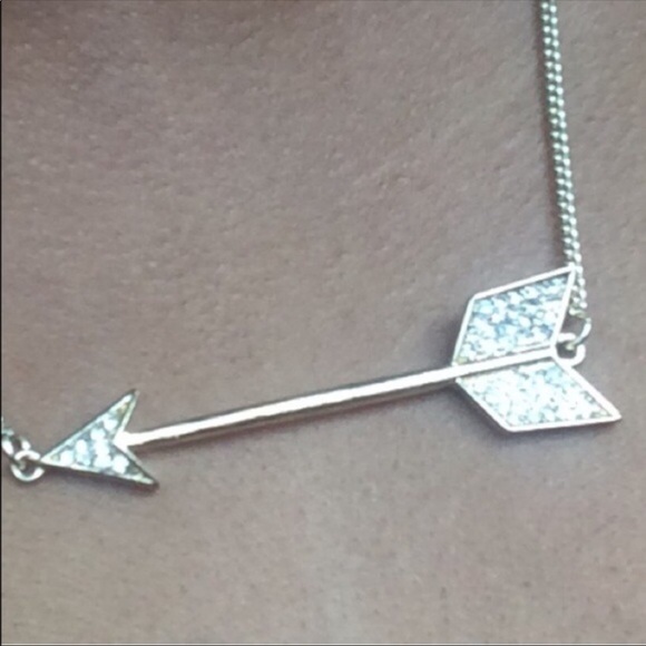 Pave Gold Tone Arrow Necklace - Picture 2 of 3