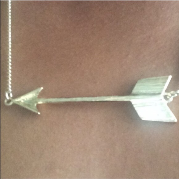 Pave Gold Tone Arrow Necklace - Picture 3 of 3