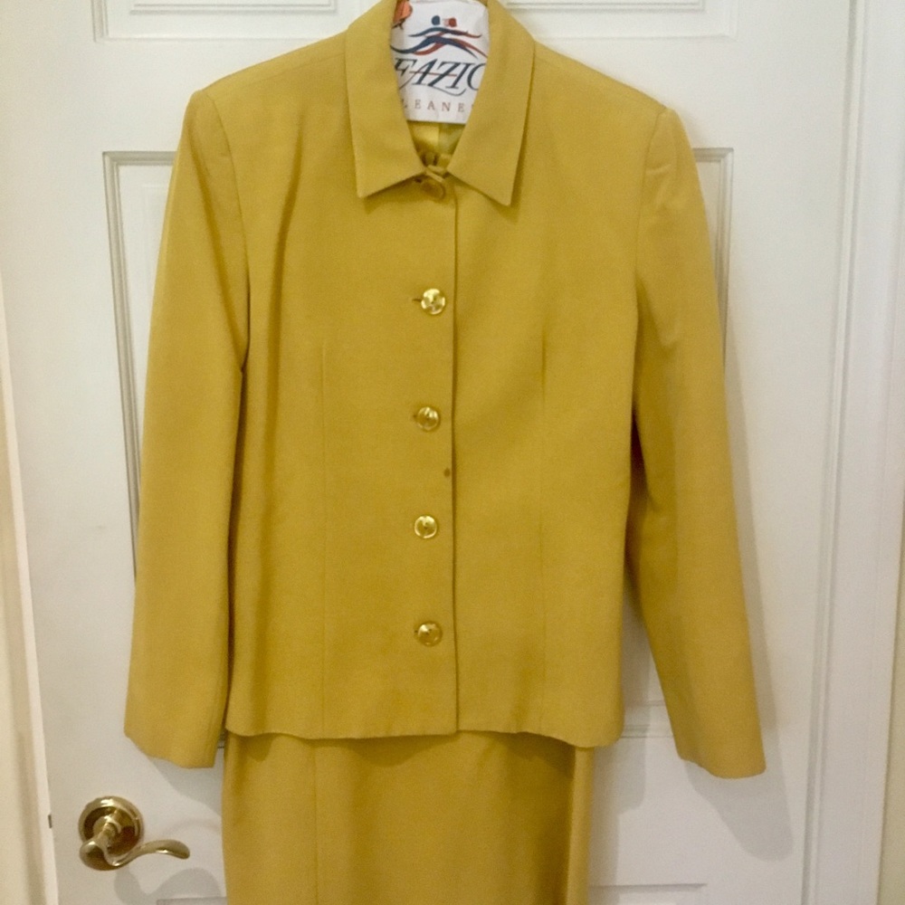 Philippe Adec yellow dress and coat/ suit
