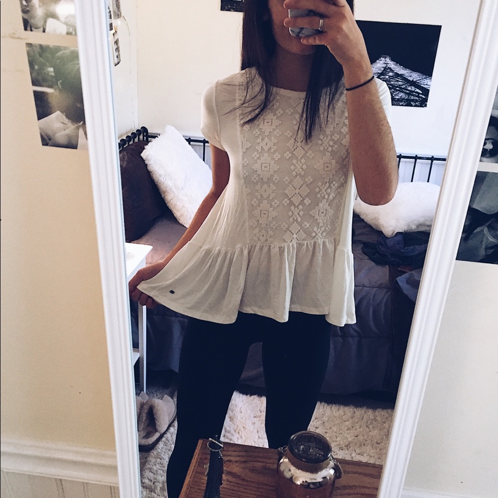 tribal design loose white top