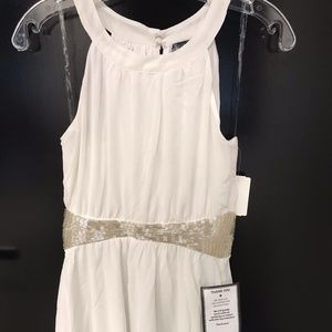 NWT cocktail dress! White w/ silver beading