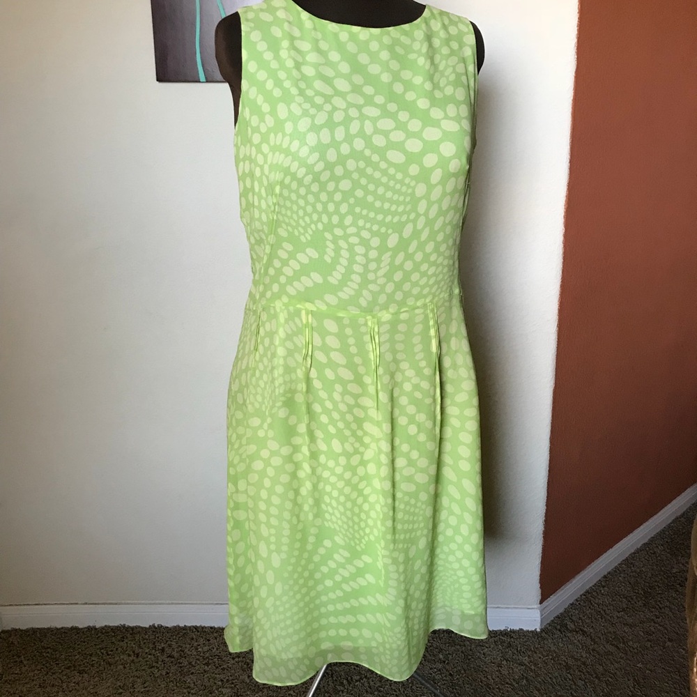 Bob Mackie 100% silk green polka dot dress
