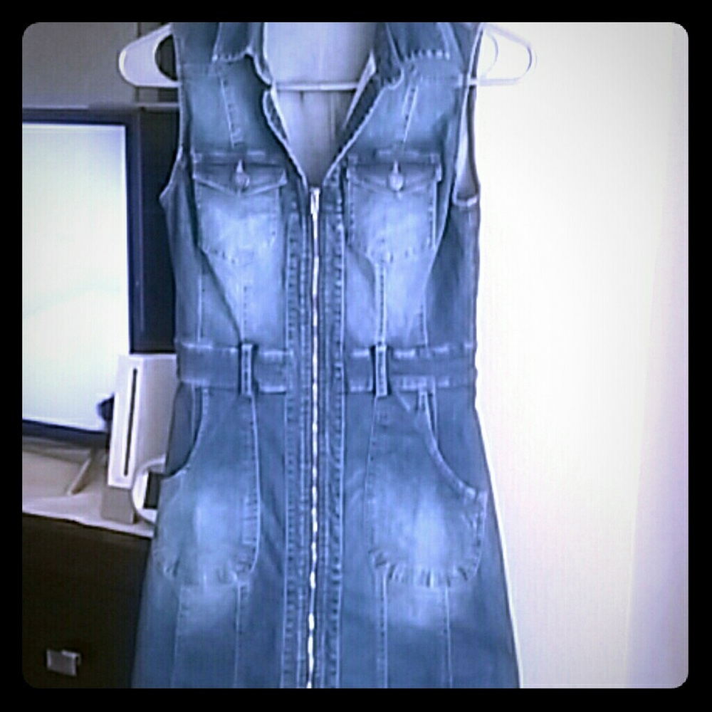 Mini denim zip up dress!!