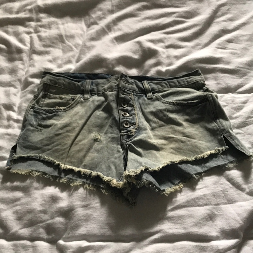 Free People jean boyfriend cut-off shorts