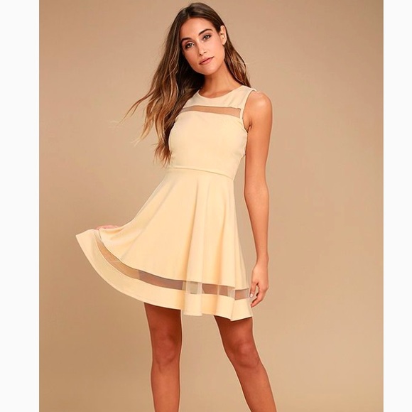 Lulus Dresses & Skirts - Nude mesh skater dress by Lulus