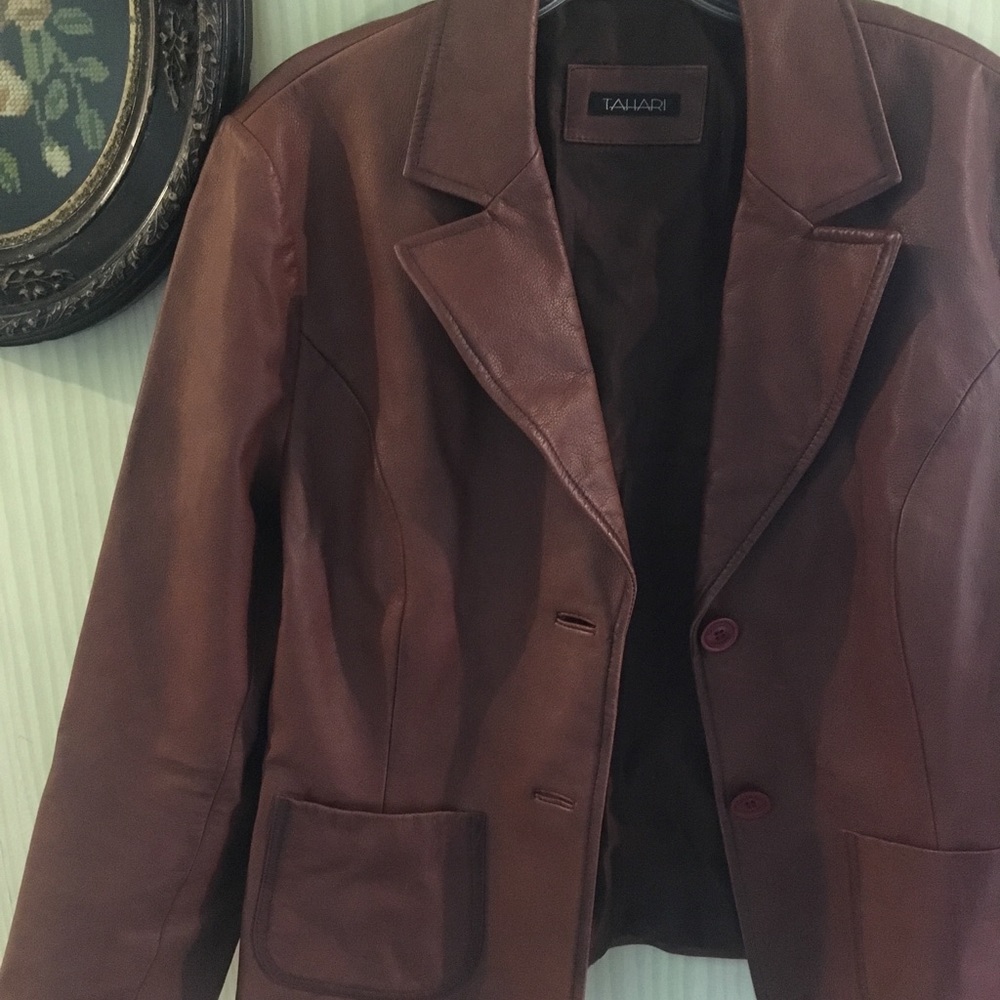Tahari Leather Statement Jacket - image 1