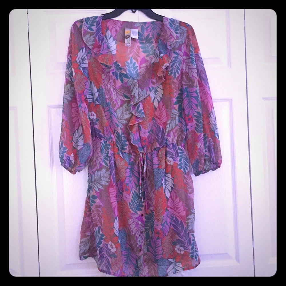 Boho dress with leaf print