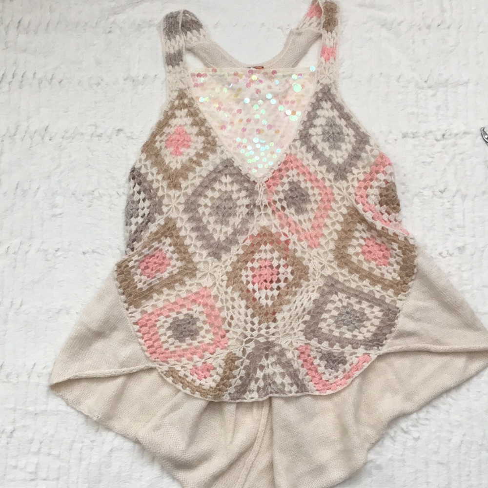 Free People sequined crochet tank