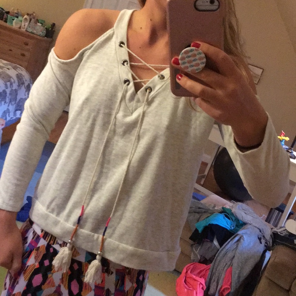 Off the shoulder sweatshirt shirt