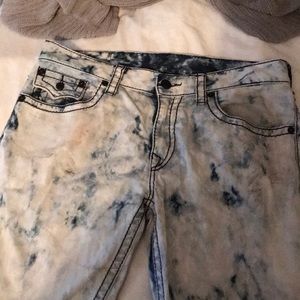 True religion jeans acid wash blue/white