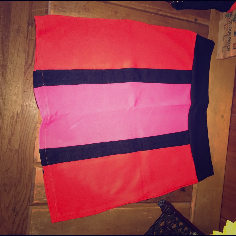 Red and pink mini skirt