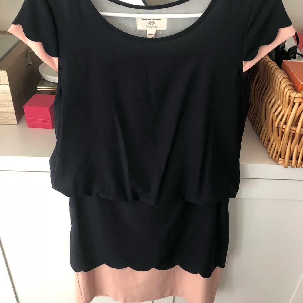 Dark navy & nude pink dress