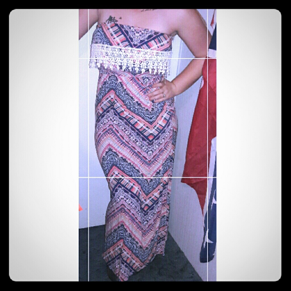 tribal and lace maxi dress