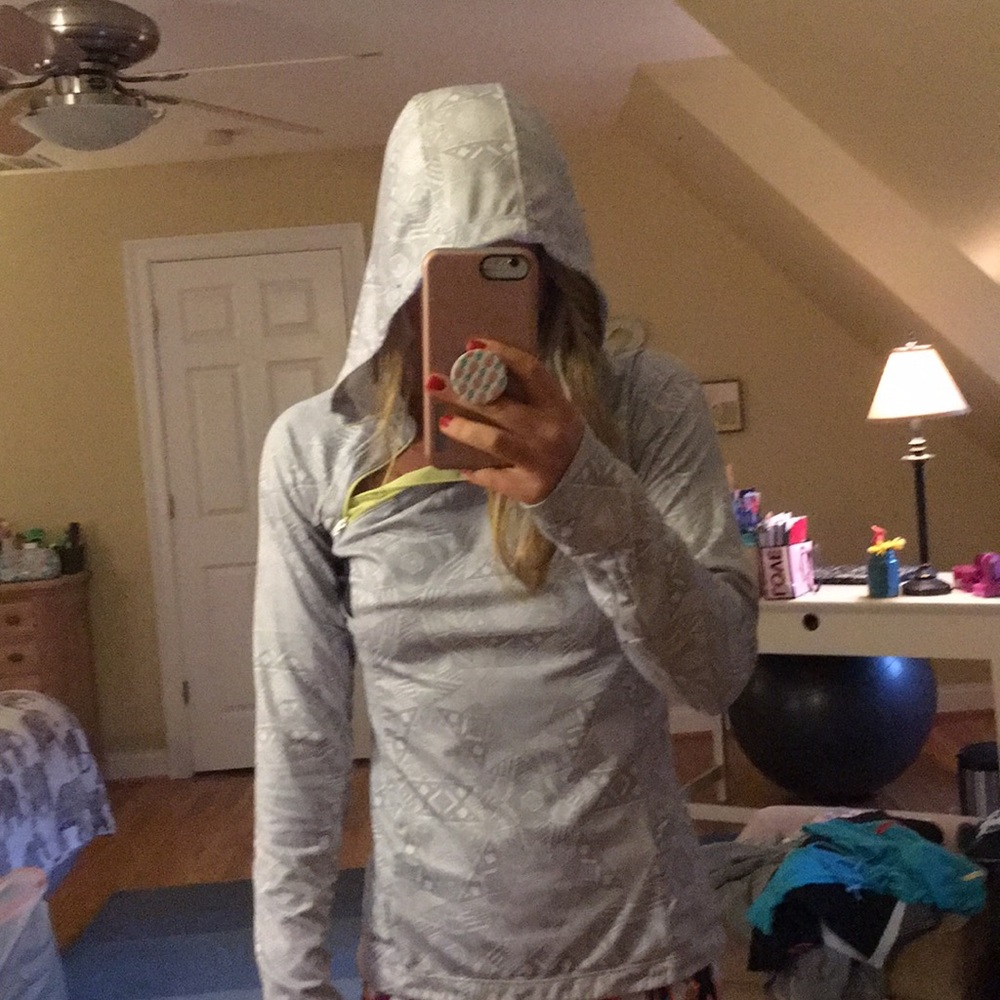 A fun patterned workout sweatshirt