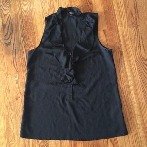 Black Ruffle Sleeveless Blouse