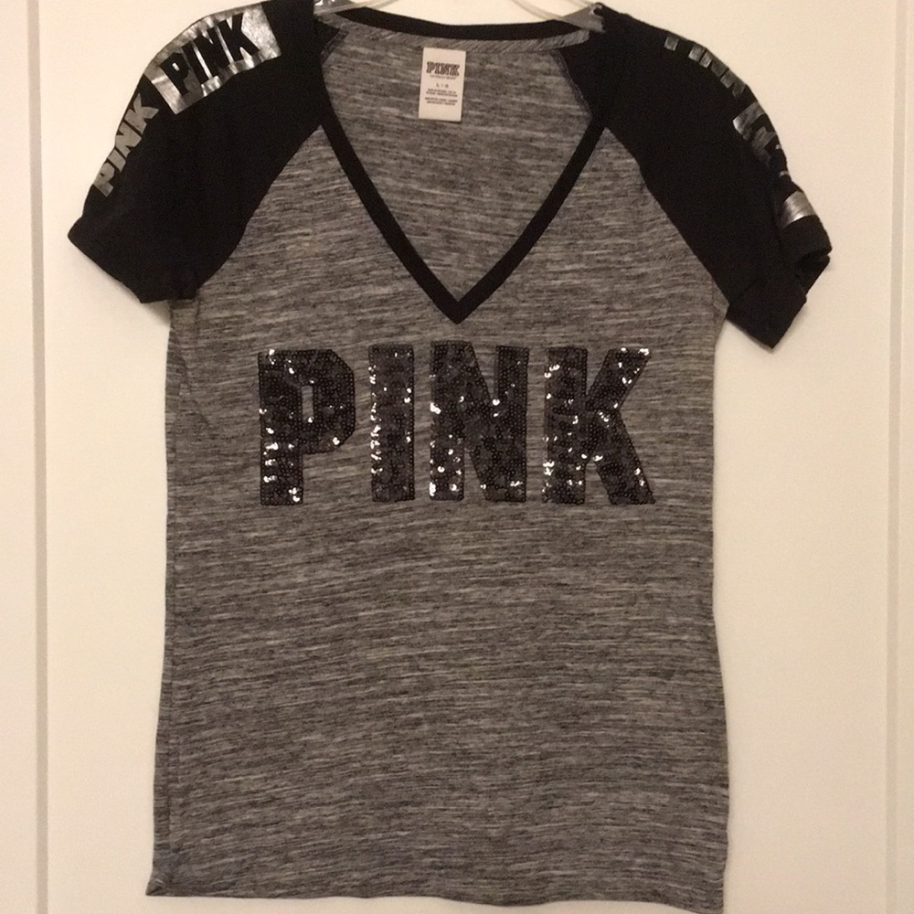 Victoria secret PINk grey/black v-neck