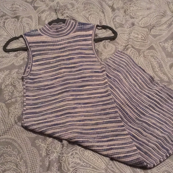 Blue striped sleeveless mock neck dress size S - Picture 2 of 6