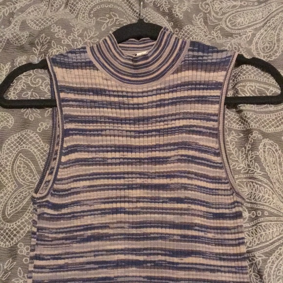 Blue striped sleeveless mock neck dress size S - Picture 3 of 6