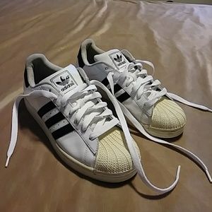 Adidas black and white shell toe sneakers