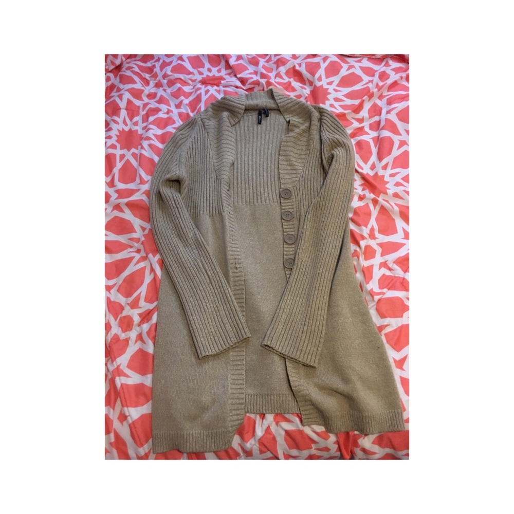 Tan Longline Cardigan