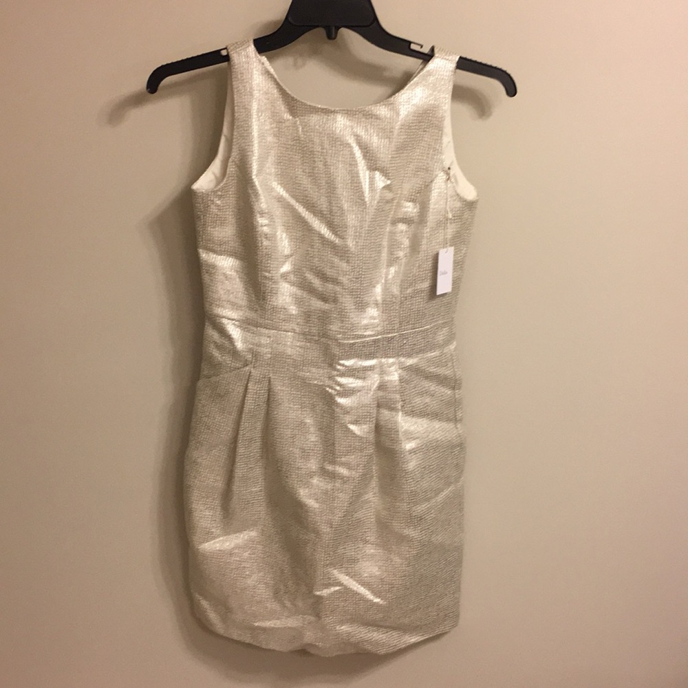 Metallic (White and silver) Dalia shift dress