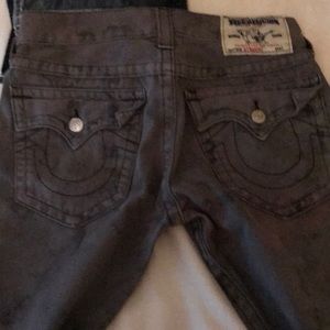 True religion jeans grey with black stitch