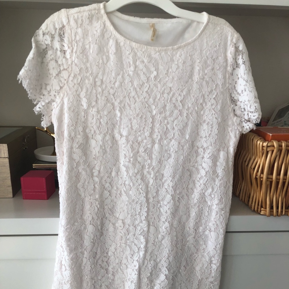 White lace one piece dress