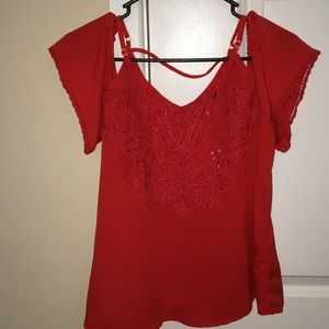 New cold shoulder burnt orange top size M