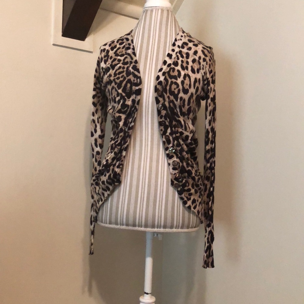 Lightweight animal print button up cardigan