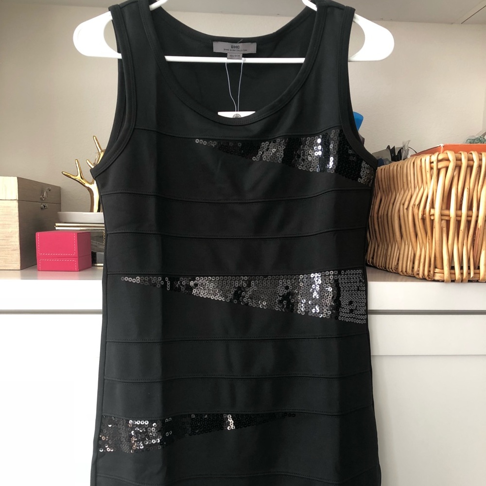 Black sequins dress petite size xs