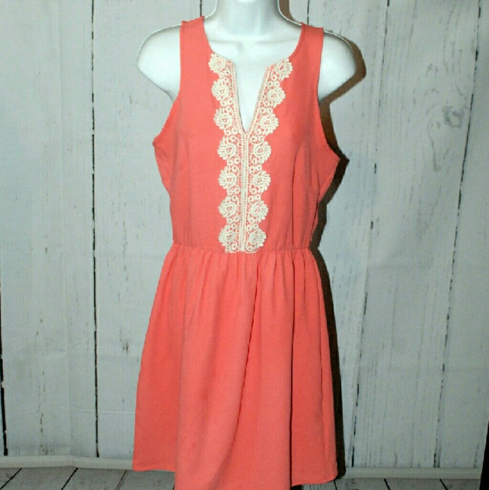 Coral lace dress