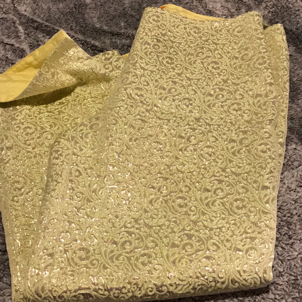 Gold embossed ankle length pants