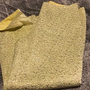 Gold embossed ankle length pants