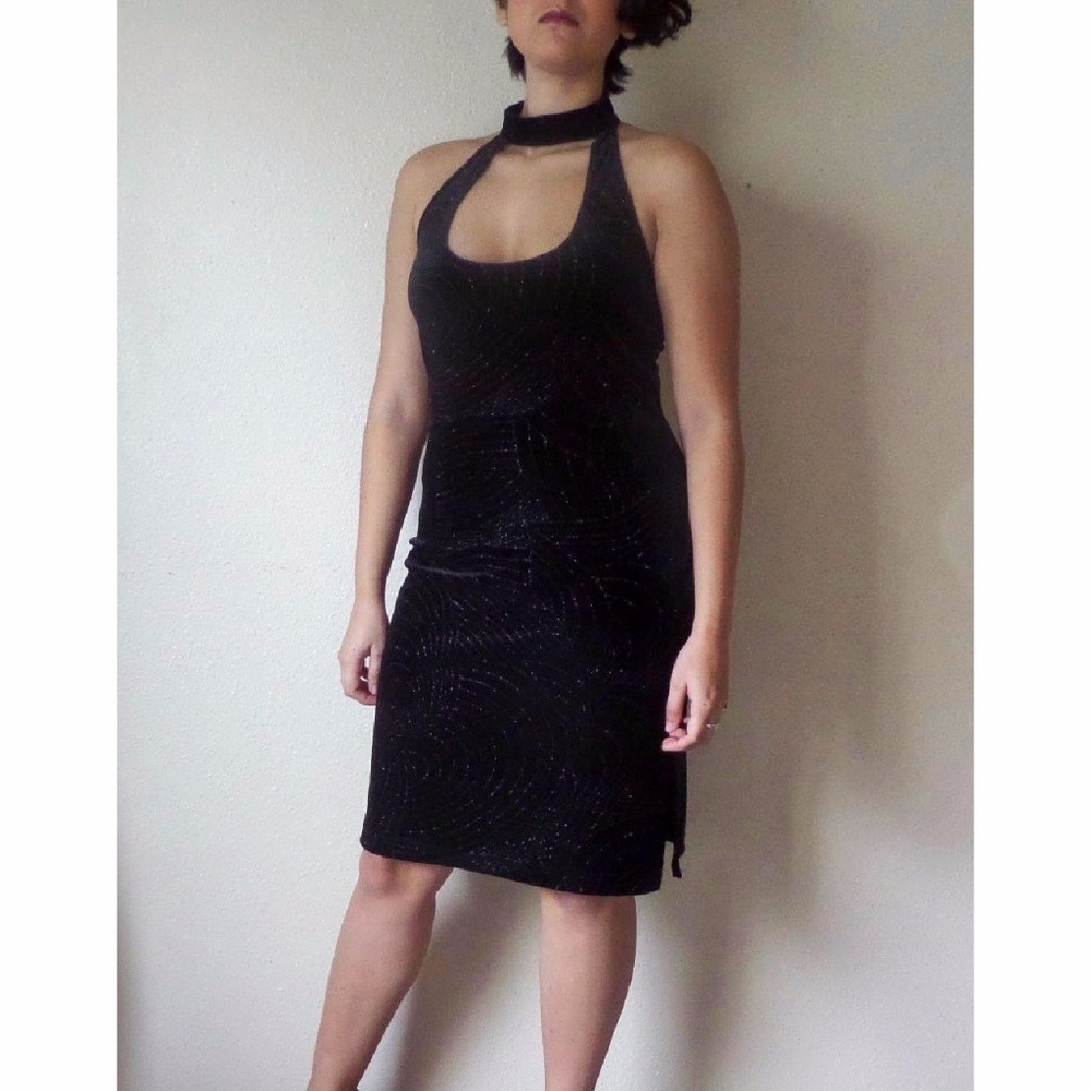Vintage Velvet Black Dress