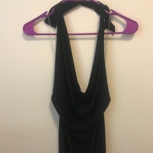 Black mini low scoop dress
