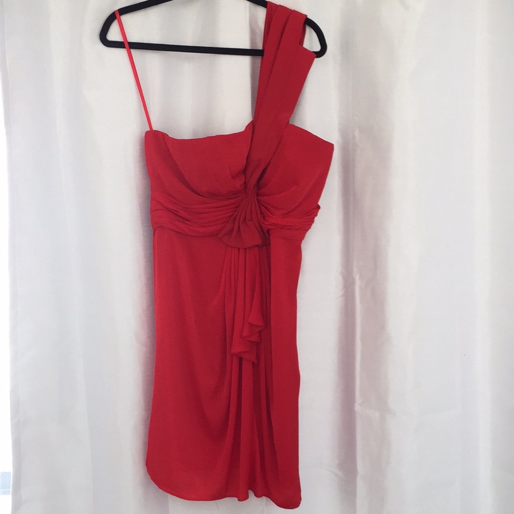 BCBG Maxazria dress Sz12 red one shoulder dress 👗