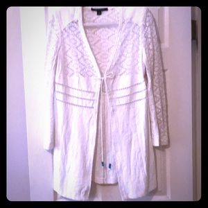 White Linen & Crochet Women’s Jacket